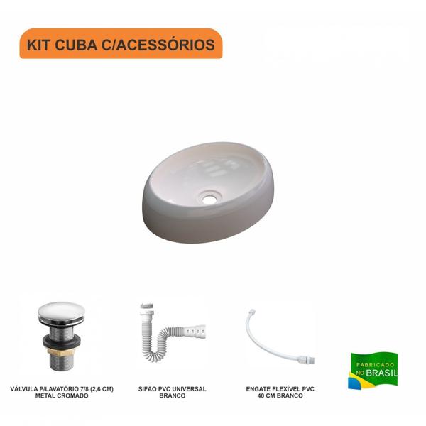 Imagem de Kit Cuba Ov39 com Válvula Click 1 Polegada G e Sifão Pvc e Flexível Compace