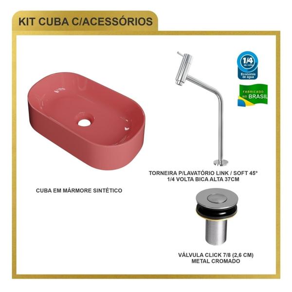 Imagem de Kit Cuba Ov42 Laila com Torneira Link 1062 e Válvula Botão