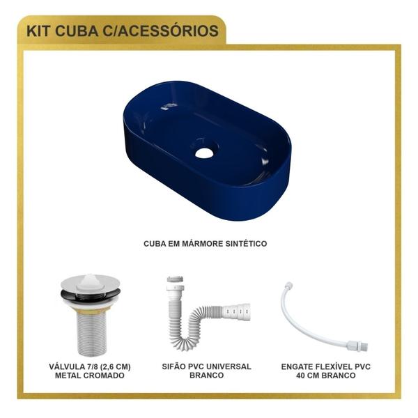 Imagem de Kit Cuba Ov42 Laila com Válvula Metal e Sifão com Flexível