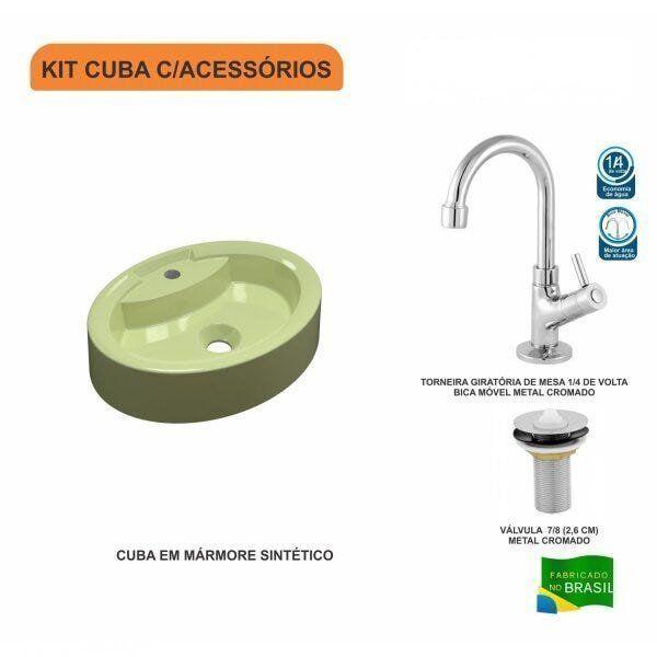 Imagem de Kit Cuba OV43 com Torneira 1198 Metal e Válvula 1 Polegada Compace