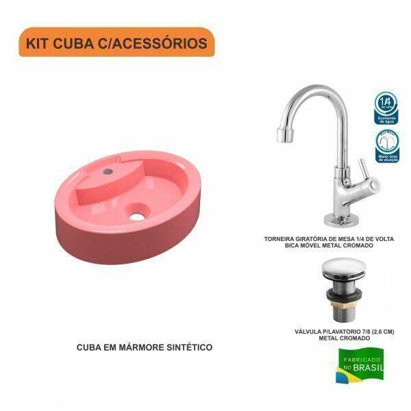 Imagem de Kit Cuba OV43 com Torneira 1198 Metal e Válvula Click 1 Polegada G Compace