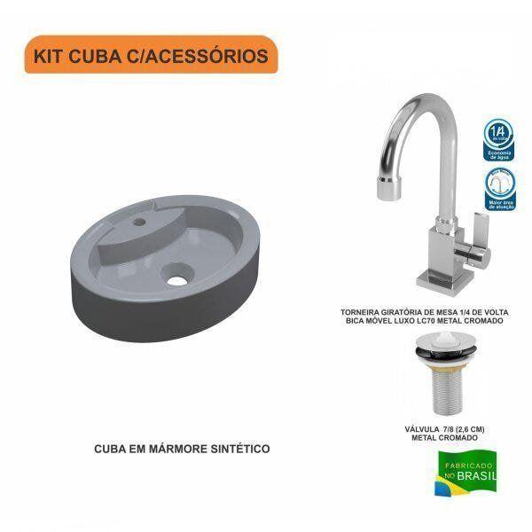 Imagem de Kit Cuba OV43 com Torneira Luxo 1195 e Válvula 1 Polegada Compace