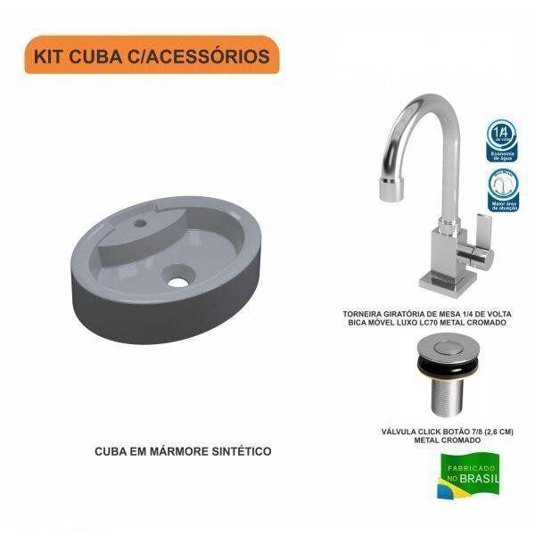 Imagem de Kit Cuba OV43 com Torneira Luxo 1195 e Válvula Click 1 Polegada B Compace