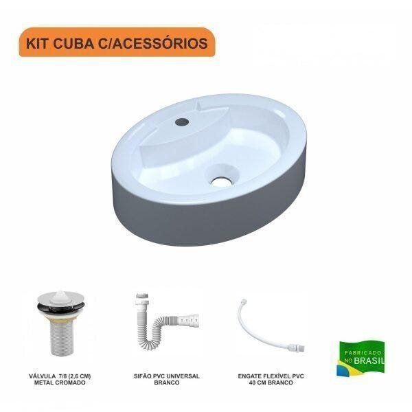 Imagem de Kit Cuba OV43 com Válvula 1 Polegada e Sifão Pvc e Flexível Compace