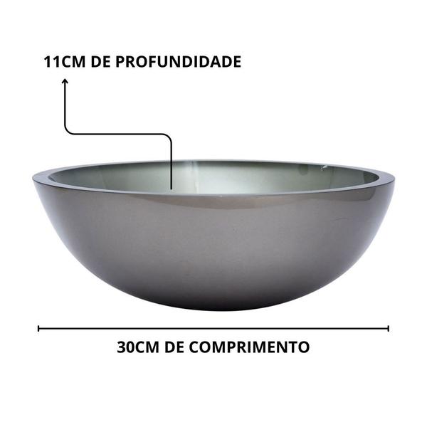 Imagem de Kit cuba para banheiro redonda 30cm com torneira link gourmet e valvula click up - várias cores