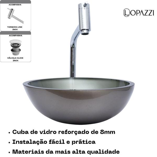 Imagem de Kit cuba para banheiro redonda 30cm com torneira link gourmet e valvula click up - várias cores