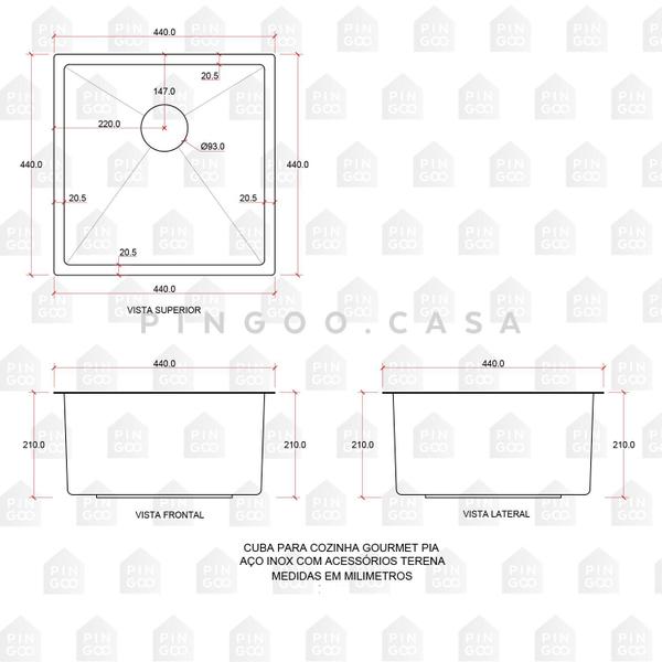 Imagem de Kit Cuba para Cozinha Terena 44 cm e Torneira Misturador Monocomando em Aço Inox Iriri - Prata