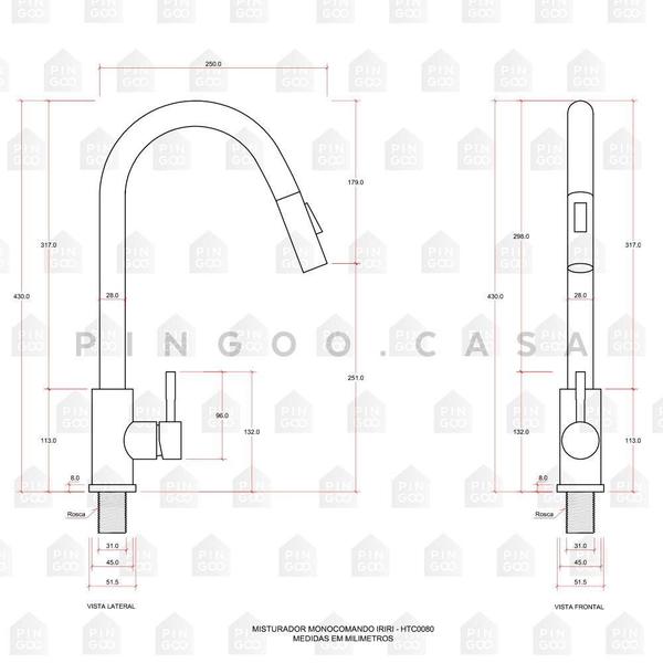 Imagem de Kit Cuba para Cozinha Terena 44 cm e Torneira Misturador Monocomando em Aço Inox Iriri - Prata