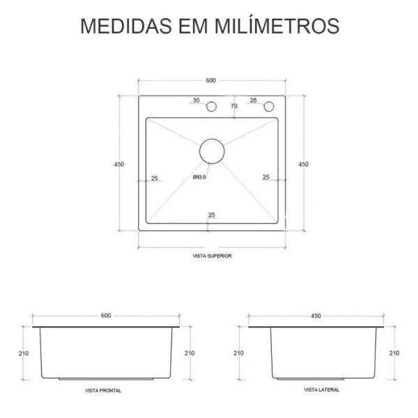 Imagem de Kit Cuba Pia Aço Inox Quadrada Cozinha E Torneira Flexível