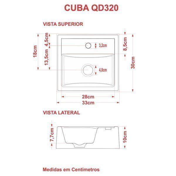 Imagem de Kit Cuba Q32 com Torneira 1198 Metal e Válvula 1" + Sifão  e Flexível