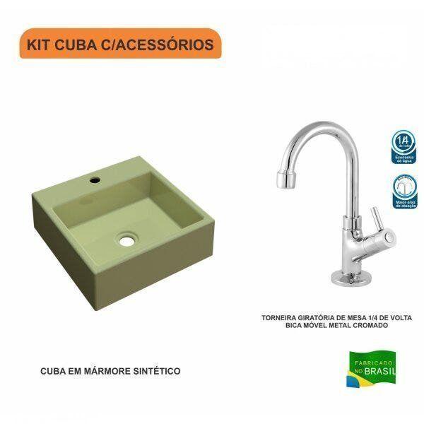 Imagem de Kit Cuba Q355 com Torneira 1198 Metal 1/4 Volta Compace