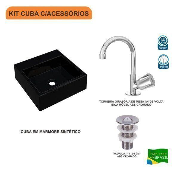 Imagem de Kit Cuba Q355 Torneira C50 Válvula 1 Polegada ABS Compace