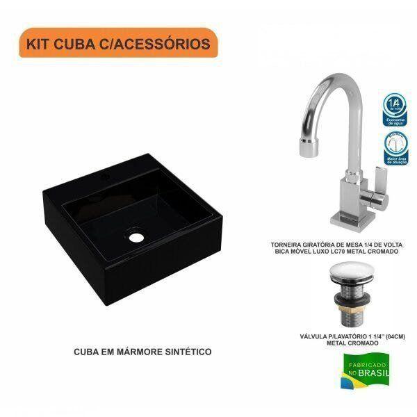Imagem de Kit Cuba Q355 Torneira Luxo 1195 Válvula Click 1 1/2 Polegada Compace