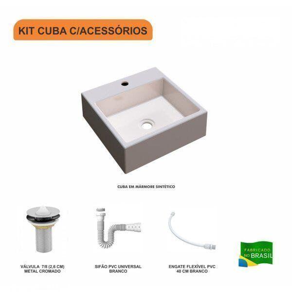 Imagem de Kit Cuba Q355 Válvula 1 Polegada Sifão PVC Flexível Compace