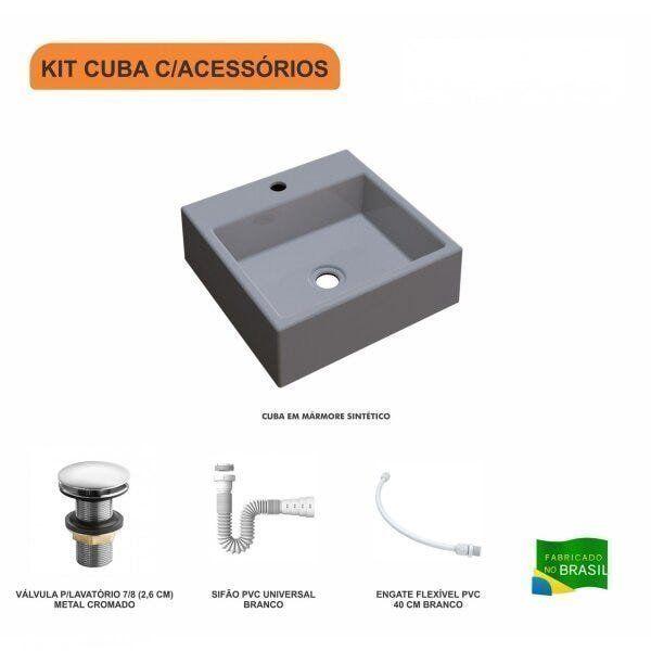 Imagem de Kit Cuba Q355 Válvula Click 1 Polegada G Sifão PVC Flexível Compace