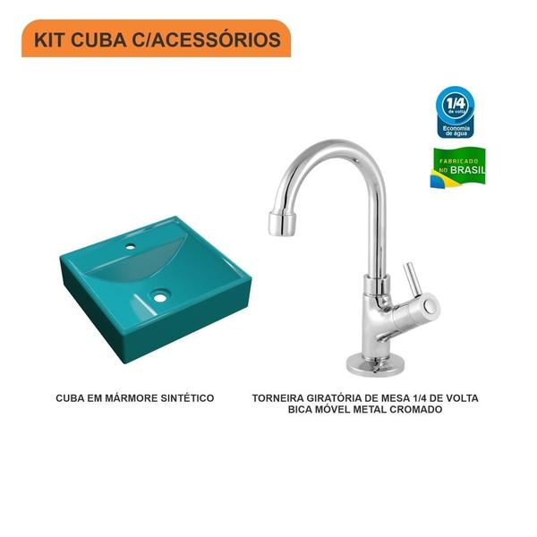 Imagem de Kit Cuba Q39 C/Torneira 1198 Metal 1/4 Volta