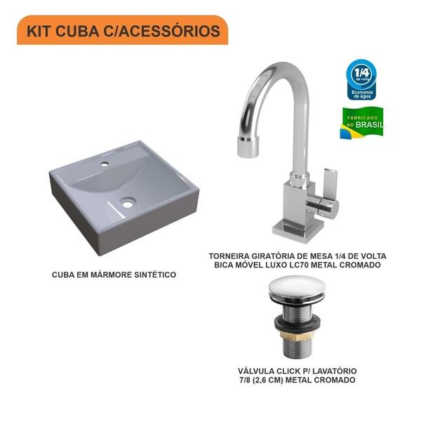 Imagem de Kit Cuba Q39 C/Torneira Luxo 1195 + Válvula Click 1''G