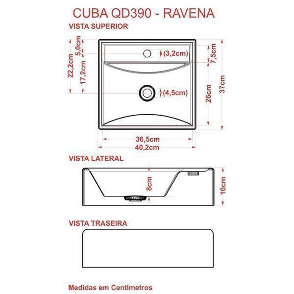 Imagem de Kit Cuba Q39 com Torneira Luxo 1195 Metal e Válvula Click 1 1/2 e Sifão PVC e Flexível Compace