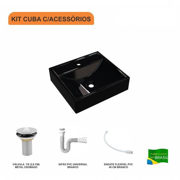 Imagem de Kit Cuba Q39 com Válvula, Sifão Pvc e Flexível Compace