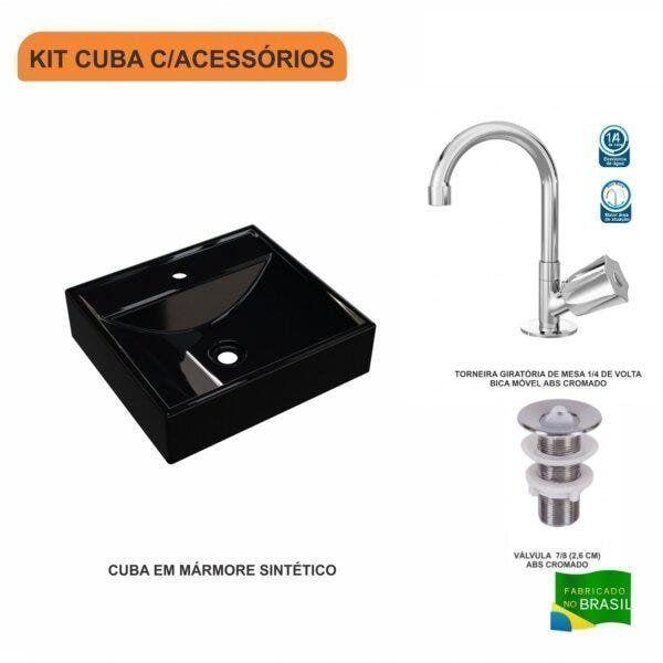 Imagem de Kit Cuba Q39 Torneira C50 Válvula 1 Polegada ABS Compace