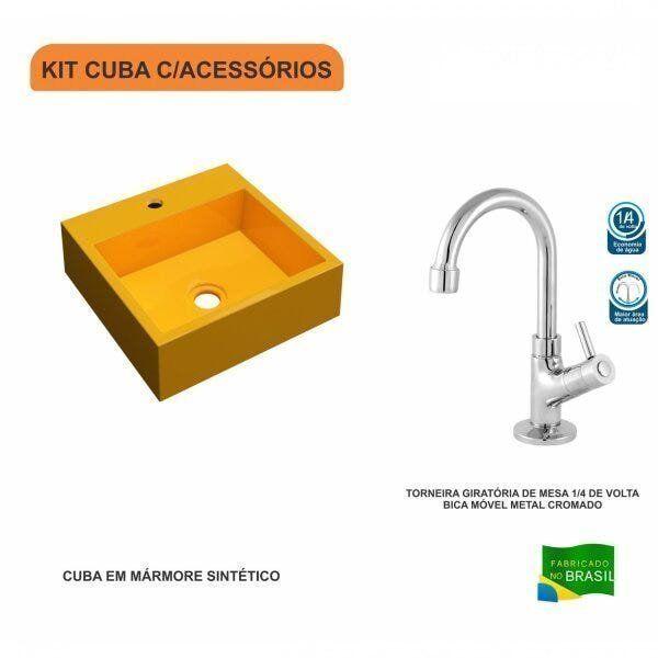 Imagem de Kit Cuba Q395 com Torneira 1198 Metal 1/4 Volta Compace