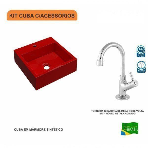 Imagem de Kit Cuba Q395 com Torneira 1198 Metal 1/4 Volta Compace