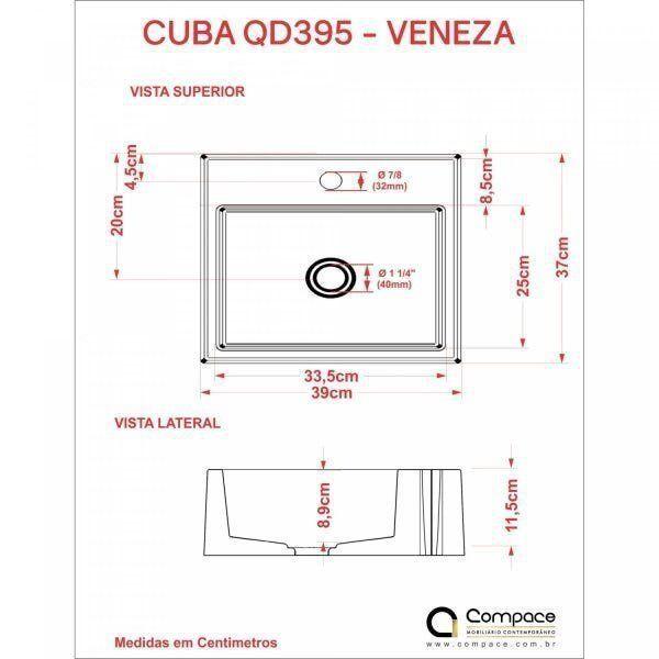 Imagem de Kit Cuba Q395 com Torneira 1198 Metal e Válvula 1 Pol. Compace