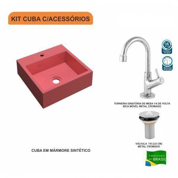 Imagem de Kit Cuba Q395 com Torneira 1198 Metal e Válvula 1 Pol. Compace