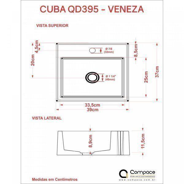 Imagem de Kit Cuba Q395 com Torneira 1198 Metal e Válvula Click 1 1/2" Compace