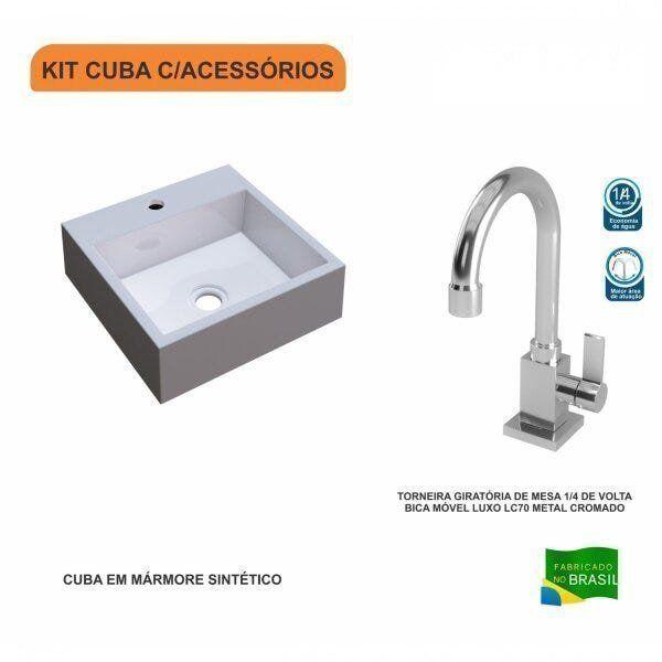 Imagem de Kit Cuba Q395 com Torneira Luxo 1195 Metal 1/4 Volta Compace