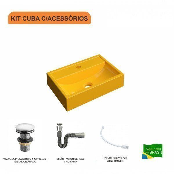 Imagem de Kit Cuba Q45 com Válvula Click 1.1/2" e Sifão Cromado e Flexível Compace