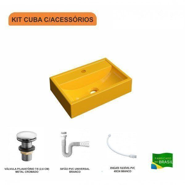 Imagem de Kit Cuba Q45 e Válvula Click 1"G Pol. com Sifão PVC e Flexível Compace