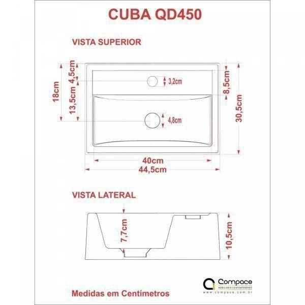 Imagem de Kit Cuba Q45 e Válvula Click 1"G Pol. com Sifão PVC e Flexível Compace