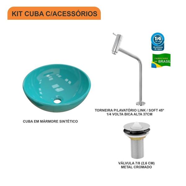 Imagem de Kit Cuba R35 C/Torneira Link 1062 Metal + Válvula 1'' (2,6cm)