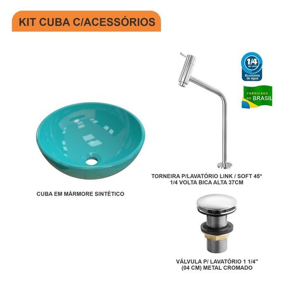 Imagem de Kit Cuba R35 C/Torneira Link 1062 Metal + Válvula Click 1 1/2'' (4,0cm)