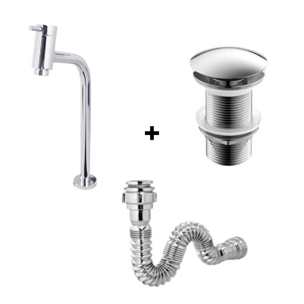 Kit Cuba Retrô 33cm + Torneira Link + Válvula Click + Sifão - Lopazzi Imagem de Kit Cuba Retrô 33cm + Torneira Link + Válvula Click + Sifão