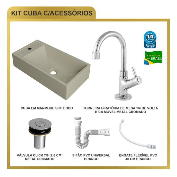 Imagem de Kit Cuba Rl545 Roma com Torneira 1198 e Válvula Botão com Sifão e Flexível