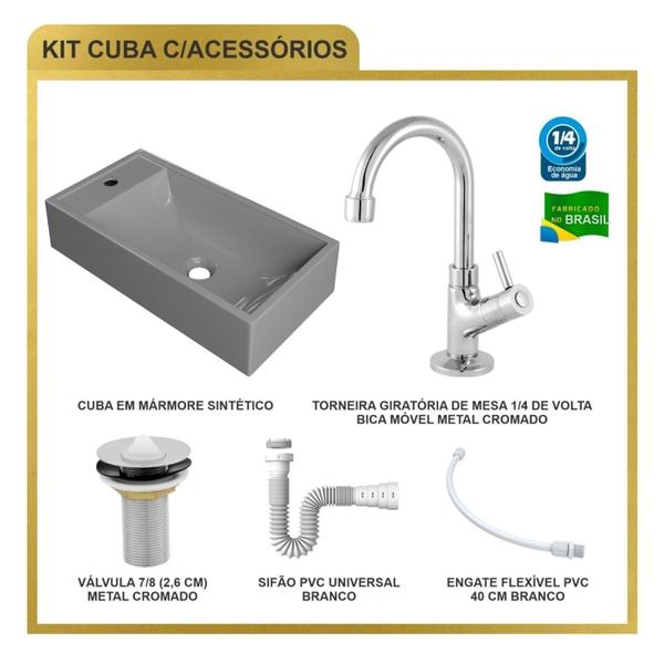 Imagem de Kit Cuba Rl545 Roma com Torneira 1198 e Válvula Metal com Sifão e Flexível