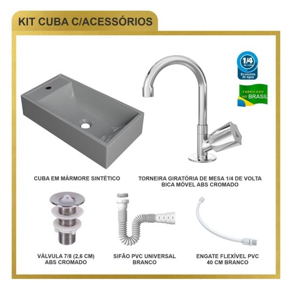 Imagem de Kit Cuba Rl545 Roma com Torneira C50 e Válvula Abs com Sifão e Flexível