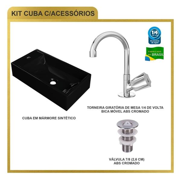 Imagem de Kit Cuba Rl545 Roma com Torneira C50 e Válvula Abs Preto