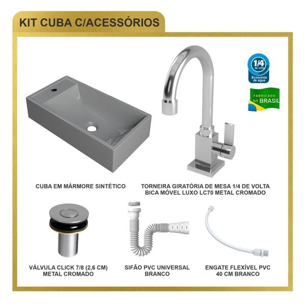 Imagem de Kit Cuba Rl545 Roma com Torneira Luxo e Válvula Botão com Sifão e Flexível