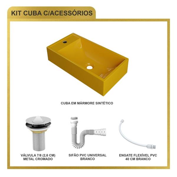 Imagem de Kit Cuba Rl545 Roma com Válvula Metal e Sifão com Flexível Amarelo