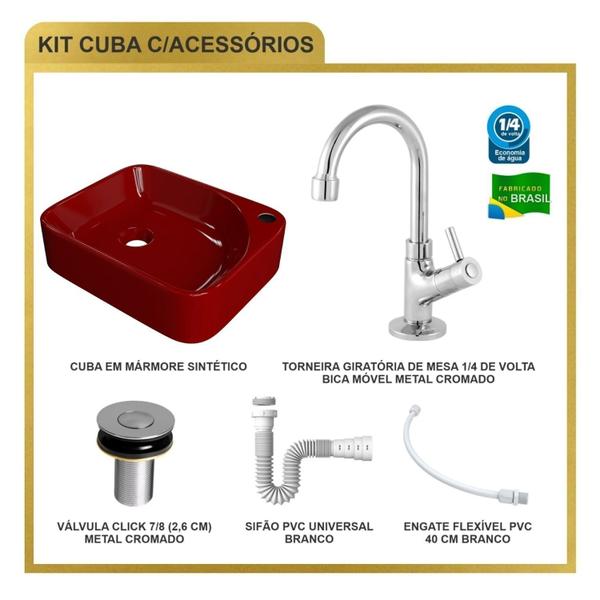 Imagem de Kit Cuba Ro36 Cross com Torneira 1198 e Válvula Botão com Sifão e Flexível