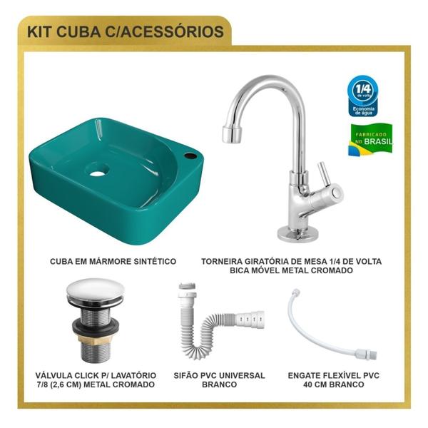 Imagem de Kit Cuba Ro36 Cross com Torneira 1198 e Válvula Click com Sifão e Flexível