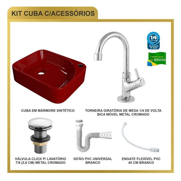 Imagem de Kit Cuba Ro36 Cross com Torneira 1198 e Válvula Click com Sifão e Flexível