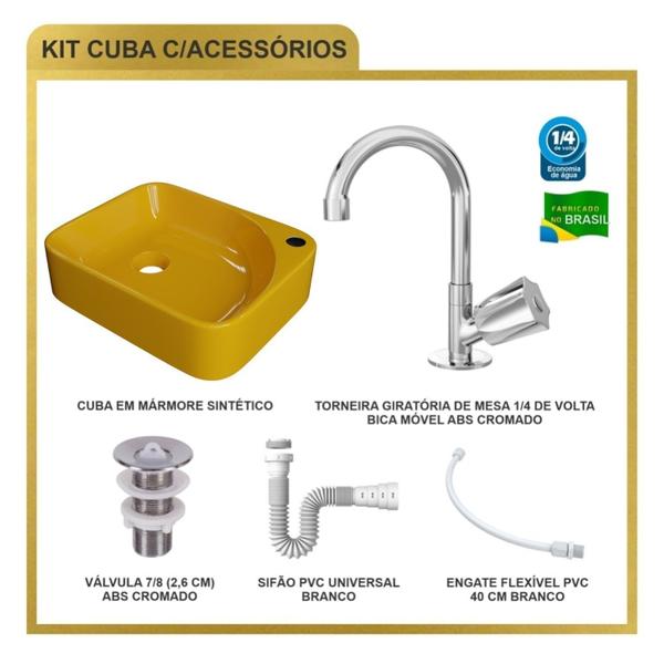 Imagem de Kit Cuba Ro36 Cross com Torneira C50 e Válvula Abs com Sifão e Flexível