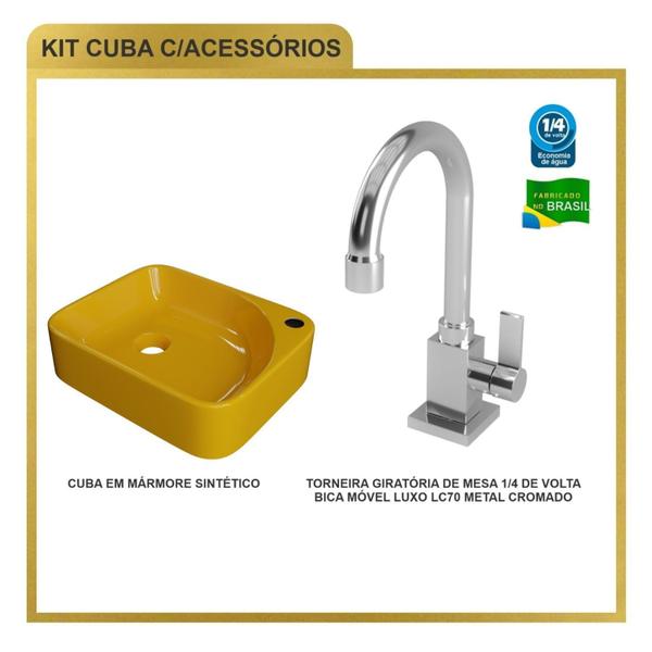 Imagem de Kit Cuba Ro36 Cross com Torneira Luxo Amarelo