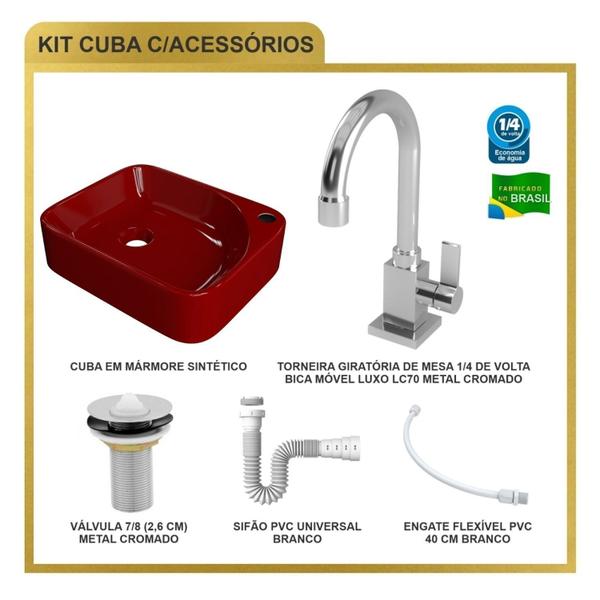 Imagem de Kit Cuba Ro36 Cross com Torneira Luxo e Válvula Metal com Sifão e Flexível