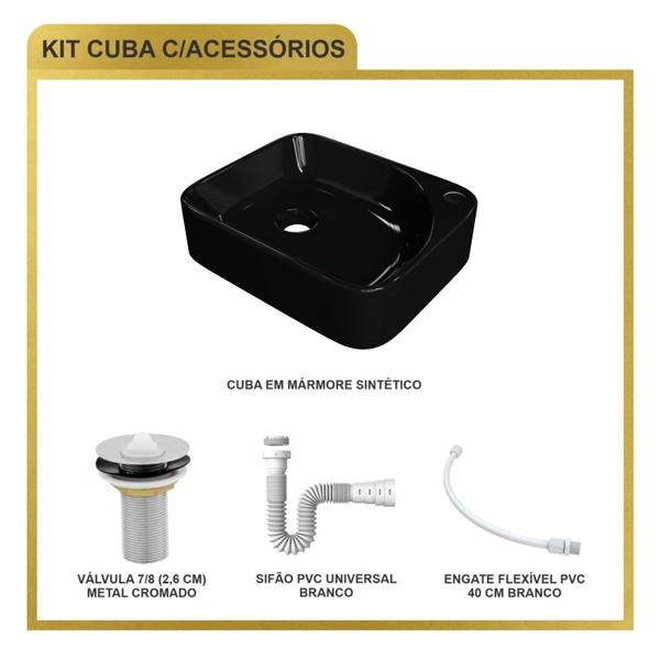 Imagem de Kit Cuba Ro36 Cross com Válvula Metal e Sifão com Flexível Preto