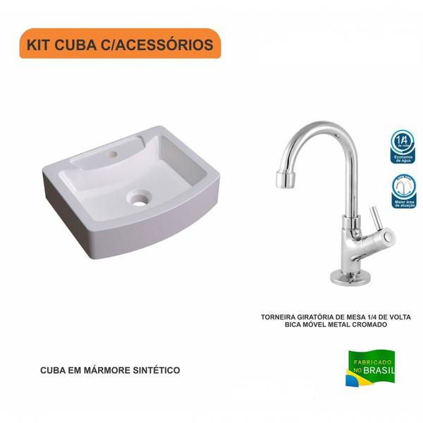 Imagem de Kit Cuba Rt41 com Torneira 1198 Metal 1/4 Volta Compace